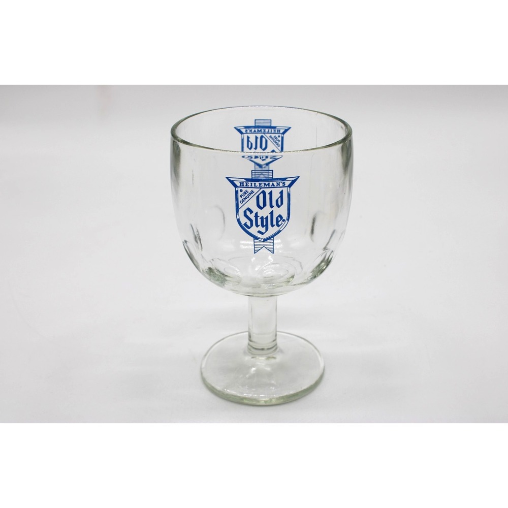 70s Old Style Beer Glass Thumbprint Goblet Vintage Breweriana READ DESC